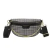 Vrije tijd Heuptassen Breedband Crossbody Borsttas Dames Nieuw Duizend Vogel Geruit Pu Stijl Modeketen Decoratie Casual Schouder