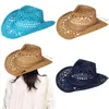 BERETS Fashion Lady Foldbara Casual Cow Hatts For Adults Led Flashing Fedora Party Big Head Men Western Print STOR