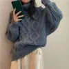 Женские свитера, толстый свитер с иглой, женский корейский винтажный кашемировый вязаный пуловер, зимний водолазный воротник, ленивая женская одежда