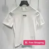 Camiseta para mujer Camisetas de diseñador para mujer Camisetas de punto ajustadas sexy para mujer Camiseta con estampado de letras de verano Camiseta de manga corta Tops cortos femeninos Camisetas gráficas U5LP