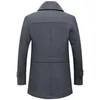 شتاء الرجال النحيف Fit Fit Trench Coats Fashion Long Long Outerwear Mens Double Twlar Zipper Solid Casusal Woolen 240113