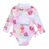 One-Pieces 2023 Summer Toddler Baby Girl Swimsuit Cute Long Sleeve Infant One-piece Floral Newborn Baby Swimwear Swimming Costume Bikini H240508