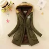 Women Autumn Winter Cotton Jacket Slim Warm Wadded Hooded Parkas Casual Mid Coats Emboridery Female Thick Outwear Overcoat 240112