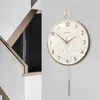 Relógios de parede luxo sala de estar relógio decoração presente redondo clássico elegante casa arte mãos ouro moderno wanduhr decoração