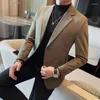 Herrdräkter Fashion Suit Slim Fit Deersskin Velvet Elegant Luxury Blazer Business Casual Wedding Plus Size