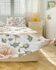 Jupe de lit plante fleur, couvre-lit élastique avec taies d'oreiller, housse de protection de matelas, ensemble de literie, drap