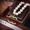 Kvinnors pärla öronhalsband med stämpel lyxig tröja kedja flicka par boutique gåva halsbandslåda förpackning av hög kvalitet smycken