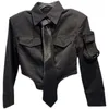 女性のブラウス2024秋コレクション長袖ポケットが襟ネクタイショートシャツ女性GL447を下げます