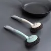 Brosse à pot multifonctionnelle de cuisine avec brosse de nettoyage suspendue, longue brosse à bille en fil d'acier Bing pour éliminer les taches d'huile, brosse de nettoyage de casserole