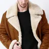 Chaquetas de piel sintética para hombre, abrigo de invierno, forro de felpa grueso, solapa, resistente al frío, chaqueta de solapa de cuero de estilo europeo, abrigo, ropa de calle 240112