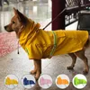 Odzież dla psa Big Dog Rain Coat Cape w stylu odblaskowy pasek PET Rain RainProof Winder Deszczowy psa z kapturem z kapturem