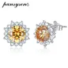 Pansysen Stud Earring 925 Sterling Silver Jewelry 65mm 10 karat diamantörhängen för kvinnor Bröllopsengagemang 240112