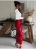 Сексуальная длинная юбка с блестками, женские однотонные юбки-миди с эластичной резинкой на талии, весна 2024, женская мода, элегантная и шикарная уличная одежда, женская 240113