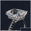 Bandringe Bandringe Radiant Cut 3Ct Lab Diamond Ring 925 Sterling Silber Bijou Verlobung Für Frauen Braut Party Schmuck 885 Q2 Dhgard Dhoik