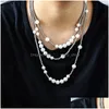 Łańcuchy stal nierdzewna Peal Ball Beads Mens Choker Naszyjnik Hip Hop Rapper Prezent dla kobiet łańcuchy 8741044 DROP JE DHVPF