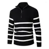 Pulls pour hommes Pull de haute qualité Pull avant Zip Casual Pulls rayés Automne Hiver Sweatshirts Pull Homme Top