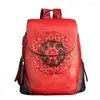 Schultaschen Hohe Qualität Vintage Grau Rot Braun Grün Vollnarbenleder Frauen Rucksack Mädchen Weibliche Schultasche Reisetasche