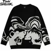 2023 männer Streetwear Pullover Retro Malerei Schädel Grafik Hip Hop Gestrickte Vintage Pullover Casual Wolle Hipster 240112