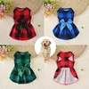 Vestuário para cães Pet xadrez arco princesa vestido cães gatos saia primavera verão seção vestidos de casamento bonito estilo doce suprimentos S-XL