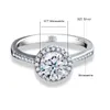REAL 925 Sterling Silver 1CT Ring With Certificate Band Stones Wedding Jewel for Women Pass Test Girl Girl 240112