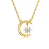 Redwood Brand Eid Gifts 05ct Moon Star Necklace With Certificate Women Pendant Charms Muslim Real 925 Silver Jewelry 240112