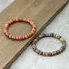 Strand Vintage Mens Natural Coconut Bead Armband Handmade Braslet Lava Tiger Eyes Howlite Stone Braclet Meditation Jewelry