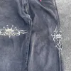 Уличная одежда JNCO Джинсы Y2K Брюки Мужские Harajuku Ретро Хип-Хоп Графический Мешковатые Черные Готические Широкие Брюки с Высокой Талией 240113