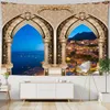 Golden Hall Marockan Landscape Art Tapestry Psychedelic Scene Decoration Hippie Bohemian Tapestry Room Bedroom Wall Filt 240113