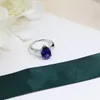 European and American retro blue tourmaline ring, female four claw grandmother, sapphire simulation diamond ring, Korean version, temperament, fashion ring, female