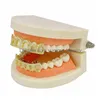 18K vergulde grillz voor straatmode mannen vrouwen rappers luxe bling zirkoon tandheelkundige grills 2-delige set uitgehold hiphop drop del dhigh