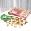 Wooden Pizza Play Food Set Pretend Food And Pizza Cutter Toy For Kids Ages 3 240112