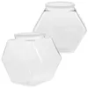 Storage Bottles 2pcs Plastic Candy Jars Cookie Containers Clear Hexagon