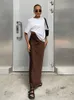 Elegant Satin Black Trumpet Skirts Fashion Slim High Waist Women Female Solid Office Long Skirt Spring Summer 240112