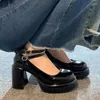 Jurk Schoenen Mary Janes Dames Effen Kleur 2024 Lente Ronde Kop Vierkante Hak Ondiepe Mond Voor Vrouwen Zapatos Para Mujeres