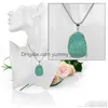 Rétro Reiki ethnique vert Turquoises pendentif colliers Vintage Rock grande taille chaîne ras du cou minéral pour livraison directe Dhuuk