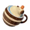 Tasses 67JE Tasse à café en céramique Capybara avec couvercle Tasse à lait créative