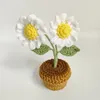 Decorative Flowers 1PC Knitting Potted Plants Hand Woven Rose Sunflower Tulip Crochet Flower Auto Interior Accessories Car Ornament Home