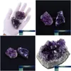 Hantverksverktyg Natural Amethyst Quartz Crystal Cluster Healing Stones Prov Hemdekoration Hantverk Piedras Natures Y Minerales släpper DH9VG