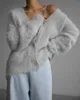 Hirsionsanエレガントな長袖セーター女性シングルブレスト女性カジュアルカーディガンソフトフレキシブルニットアウトウェア240112