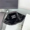 Trendy Fashion Bucket Hat Luxury Caps Hats Mens Imitation Mink Fur Calssic Letter Bucket Hat Womens Men Black Unisex Beanies Winter Bonnet