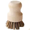 Palm Pot Wash Brush Wooden Round Mini Dish Natural Scrub Durable Scrubber Short Handle Cleaning Dishes Kitchen Kits Drop Delivery Dh6Sx