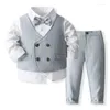 Kledingsets Lente Herfst Kinderen Jongens Heren Pak Strik Shirt Vest Broek 3PCS Kinderen Feestkleding