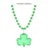 Pendentif Colliers Green Shamrock Perle Irish Day Parades Collier Cadeaux Fournitures de fête