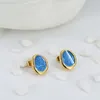 Kolczyki Dangle Amaiyllis 18K Gold Vintage Blue Oil kroplówka Paintowane Stud Luksusowy nisza owalna biżuteria