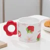 Muggar porslin jordgubbsmönster kaffemugg flicka breakapast mjölk office handgrip vatten kopp kök dricker 400 ml