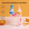 Nuovi biberon # Neonato Bambino Spremere Cucchiaio da alimentazione Bambino Silicone Alimentazione del bambino Bottiglia di frutta vegetale Piatto per bambini Bilancia cucchiaio set di asciugamani