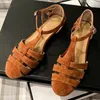 Sandali Danxuefei Scarpe da donna in pelle scamosciata naturale con cinturino a T intrecciato in pelle scamosciata naturale Morbide e comode scarpe estive casual da uomo