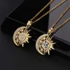 Ethnic Style Micro Inlaid Zircon Sun Geometry Necklace Pendant with Light Luxury and Unique Design, Cold Collarbone Chain 483 505