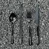 Zestawy naczyń obiadowych NBHD Jadaling Setle: czarny nóż ze stali ze stali nierdzewnej z gęstą łyżką i pałeczką