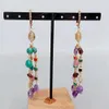 YYGEM Multi Color 6x8mm Different Gemstone Dangle Earrings Cz Pave Lever Back Girlfriend Women Gifts 240113